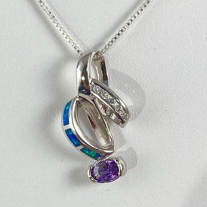Beautiful 1/2 Carat 6x4MM Oval Cut Faceted Amethyst & Australian Opal Pendant